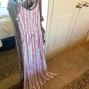 Pink/White Striped Gauze Maxi  Dress Women’s Size Large